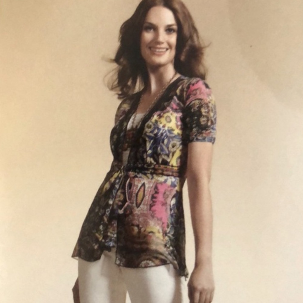 CAbi sheer front tie blouse